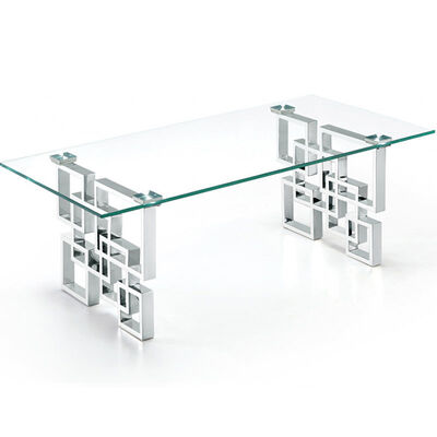 Vintage Luxury Coffee Center Tables 200lb Gold Brushed Glass Top Stainless Steel