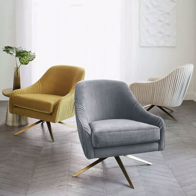 Luxury 85cm Single Seat Sofa Chair Nordic Rotating Stainless Steel Leisure Swivel Chair