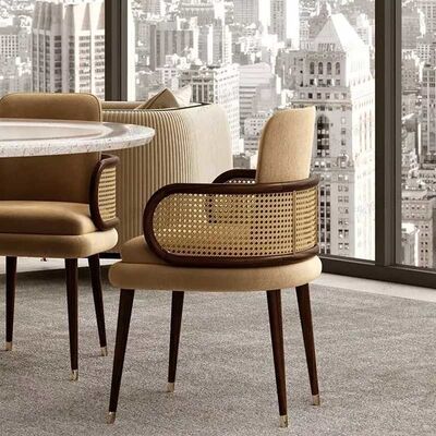 Modern French Style OEM Nordic Dining Chair Rattan Negotiation