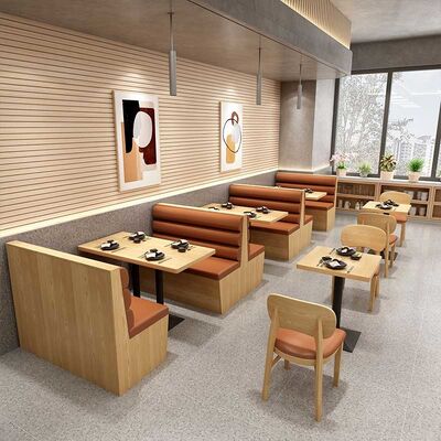 Modern Restaurant Fast Food Wood Booth Seating Commercial Canteen Furniture