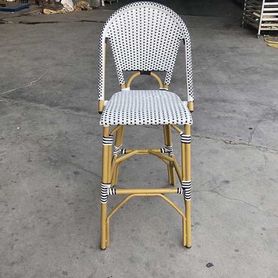 Cafe Bistro Bar Stool White Rattan Counter Height Chairs Outdoor Restaurant
