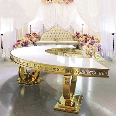 48 Inch 6 X 30 MDF Church Banquet Tables Half Moon Shape Top Luxury Steel