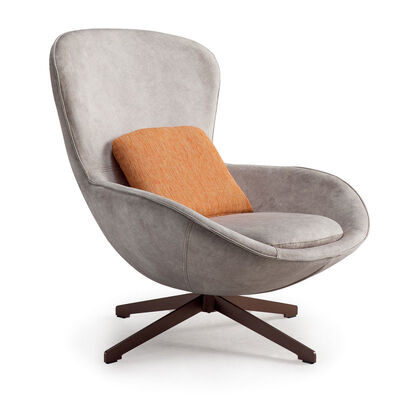 Children'S Lounge Gray Swivel Egg Chair Indoor With Cushion Leisure 90cm