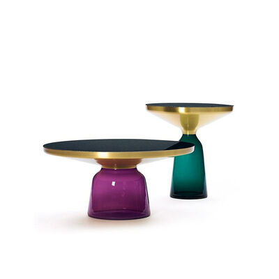 Luxury Metal Glass Top Side Table Coffee Table Transparent / Colorful 50x53cm