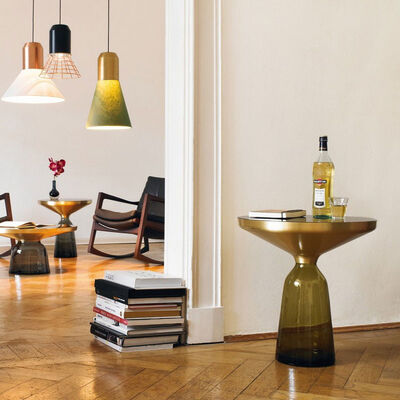 Luxury Metal Glass Top Side Table Coffee Table Transparent / Colorful 50x53cm