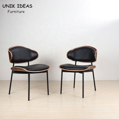سعر جيد Leather Metal Leg Dining Chairs Modern Stylish Nordic Black Wood Walnut Bent الانترنت