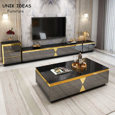 سعر جيد Stainless Steel Luxury Gold Coffee Square Table 40cm Height Italian Marble Top الانترنت