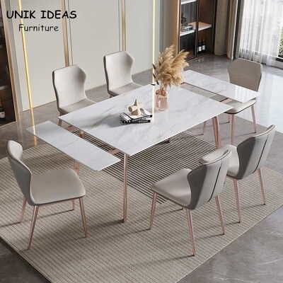 سعر جيد Minimalist Slate Dining Table Set With Chair Combination Telescopic Foldable الانترنت