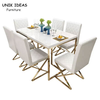 سعر جيد Rectangular Shape Dining Room Table And Chair Set Tempered Glass Beauty Type الانترنت