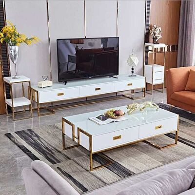 سعر جيد Modern Luxury TV Stand Center Table With Storage Drawer Home Furniture الانترنت