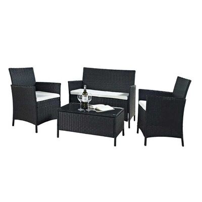 سعر جيد 4 Pieces Rattan Wicker Outdoor Furniture Sofa Patio Set With Cushion الانترنت