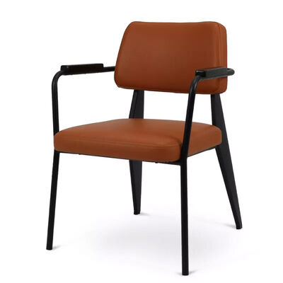 سعر جيد Powder Coat Metal Frame Restaurant Chairs Modern Simple Armchair Soft Leather الانترنت