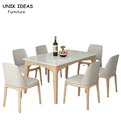 سعر جيد Nordic 6 Seater Luxury Marble Dining Table Set Scratch Resistant Customized Size الانترنت