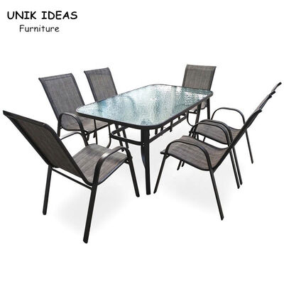سعر جيد Garden Furniture Outdoor Patio Conversation Dining Set 7 Piece Modern Metal Steel الانترنت