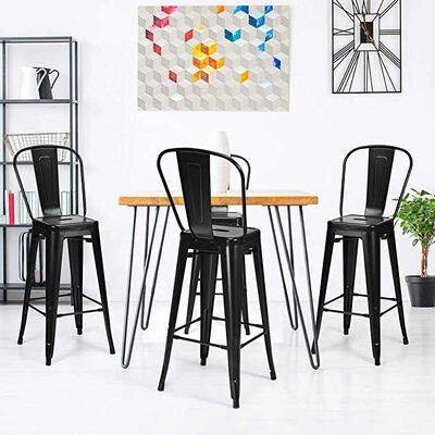 سعر جيد Restaurant High Bistro Table And Stools Outdoor Modern Black Metal Stackable Style الانترنت