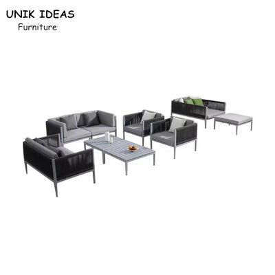 سعر جيد Modern Simple Sofa Set Design Aluminum Frame Rope Waterproof Outside Garden Sofa الانترنت