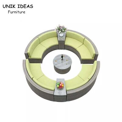 سعر جيد Outdoor Round Shaped Woven Rattan Sofa Garden Leisure Rust Resistant Waterproof Sofa Set الانترنت