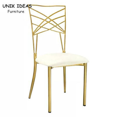 سعر جيد Gold Chameleon Banquet Wedding Chair Stackable Luxury Metal Cross Back الانترنت