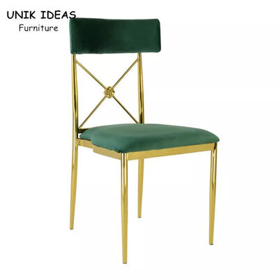 سعر جيد Green Cushion Luxury Wedding Chairs Gold Stainless Steel Frame For Event الانترنت