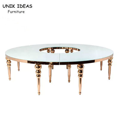 سعر جيد Luxury Stainless Wedding Round Dining Table For Banquet Event Wedding Furniture الانترنت