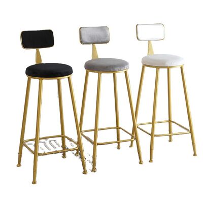 سعر جيد Hot Sale Nordic Tall Cheap Counter Furniture Gold Metal Velvet Back Luxury Kitchen Modern High Stool Bar Chairs for Bar Table الانترنت
