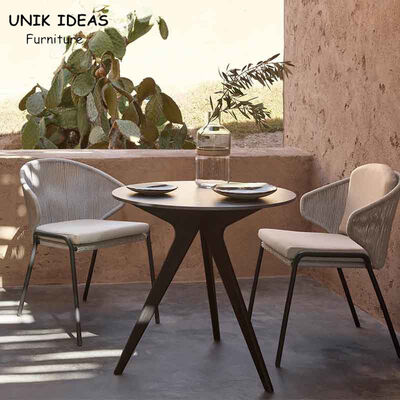 سعر جيد Nordic Rope Rattan Woven Dining Chair Outdoor Furniture Garden 65x70x75cm الانترنت