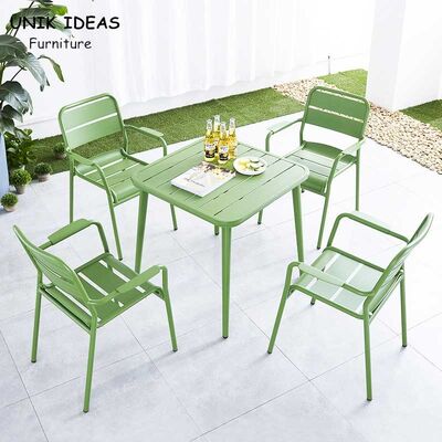 سعر جيد Patio Dining Chairs And Table Set Modern Aluminum Metal Garden Outdoor 61x61x84cm الانترنت
