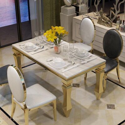 سعر جيد Garden Home Luxury Dining Table And Chairs 240cm 120cm 140cm 6 Seater  Marble الانترنت