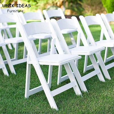 سعر جيد White Resin Folding Wedding Chair Hire Outdoor Lawn Hotel Event 44x43x78cm الانترنت