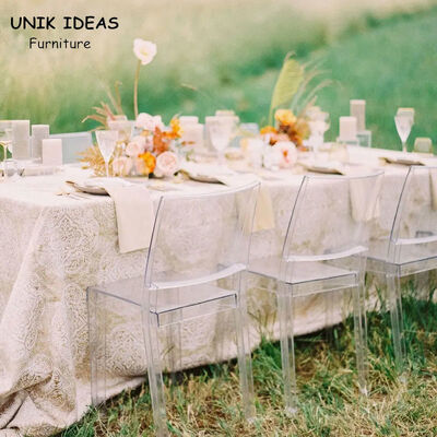 سعر جيد Transparent Clear Ghost Crystal Wedding Chairs Rentals Outdoor Garden 81cm الانترنت