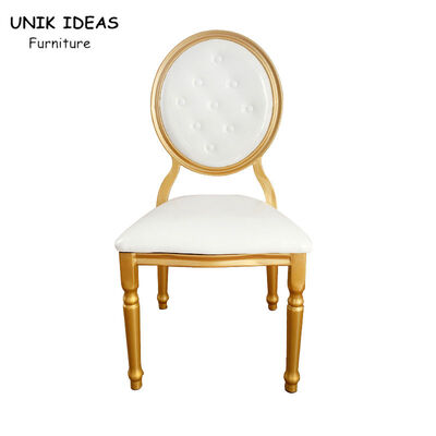 سعر جيد Party Hall Wedding Banquet Chairs Rental Round Back Restaurant Gold 38x40x93cm الانترنت