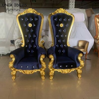 سعر جيد Gold Royal Sofa King And Queen Chairs For Wedding Rental Banquet Blue Black الانترنت