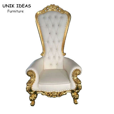 سعر جيد High Back Gold King Bride And Groom Wedding Throne Chairs For Rent 1750x520x550mm الانترنت