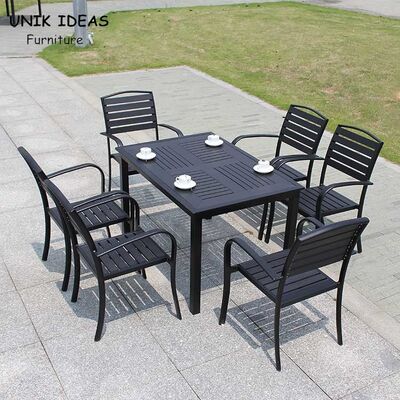 سعر جيد Patio Garden Furniture Black Waterproof Outdoor Dining Table D80xL120xH73CM الانترنت