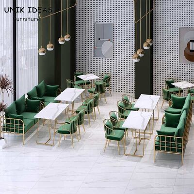 سعر جيد Breakfast Break Room Commercial Booth Seating Furniture Cafe Gold Stainless Steel الانترنت
