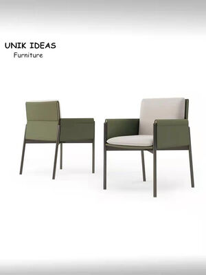 سعر جيد Black Brown Saddle Minimalist Leather Dining Chair Metal Frame Side Chair Modern الانترنت