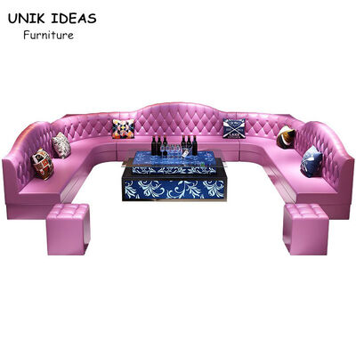 سعر جيد Button Tufted Club Lounge Sofa Leather Chesterfield U Shaped Sectional With Sleeper الانترنت