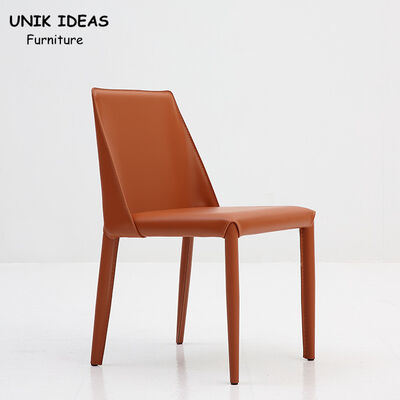 سعر جيد Modern Grey Leather Metal Frame Dining Chairs 17 Inch 43.18CM Seat Height Home الانترنت