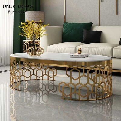سعر جيد 80x45cm Family Room Entertainment Luxury Center Tables Marble Stainless Steel Frame الانترنت