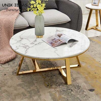 سعر جيد 100x100cm Luxury Center Tables Metal Base Marble Top Low Tea Round الانترنت