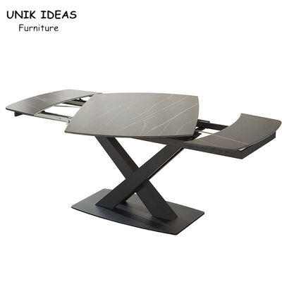 سعر جيد Marble Extendable Dining Table And Chairs Set Modern Nordic Black Adjusted 200cm الانترنت