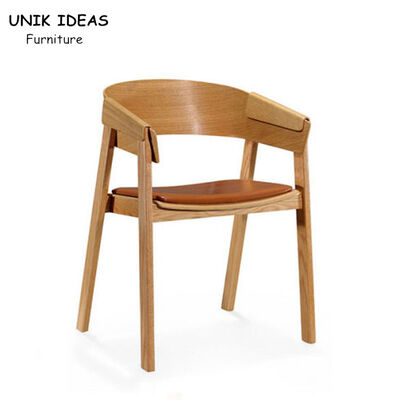 سعر جيد 76cm Nature Wood Dining Chair Coffee Lounge Armrest 8.5kg الانترنت