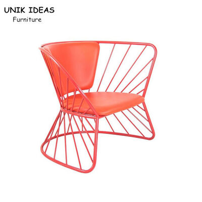 سعر جيد Basket Metal Frame Dining Chairs Red Italian Minimalist Coffee Shop 76x64x69cm الانترنت