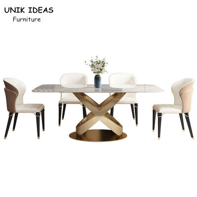 سعر جيد Slate Rectangular Luxury Dining Table And Chairs 40mm Thickness Home Furniture الانترنت