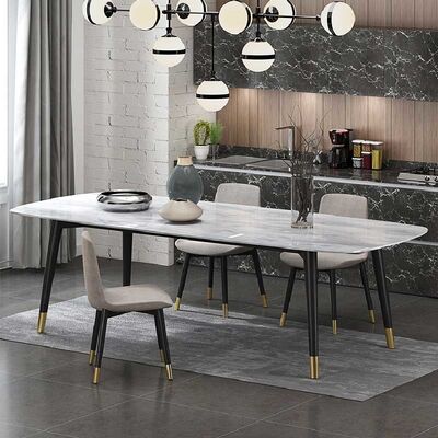 سعر جيد OEM Luxury Dining Table And Chair Set Sintered Stone Top Nordic Style الانترنت