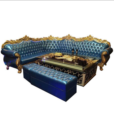سعر جيد Customized Blue Paint Bar Sofa Set Metal Velvet Sponge Material الانترنت