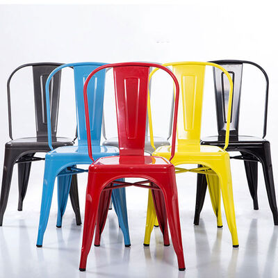 سعر جيد Colourful Restaurant Metal Frame Dining Chairs Vintage Lightweight 43cmx44cmx85cm الانترنت