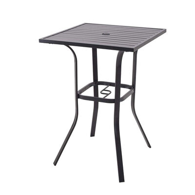 سعر جيد Metal Bistro Table Bar Height Outdoor Square With Umbrella Holes الانترنت