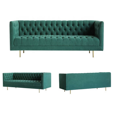 سعر جيد Luxury Green Velvet Modular Sofa Pull Clasp Sofa American Style 80cm height الانترنت