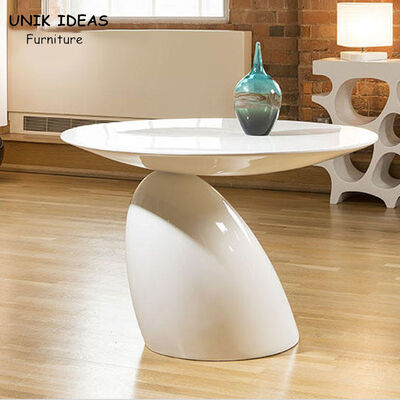 سعر جيد Fiberglass Oval Shaped Coffee Side Table Living Room Tea Table White Color الانترنت